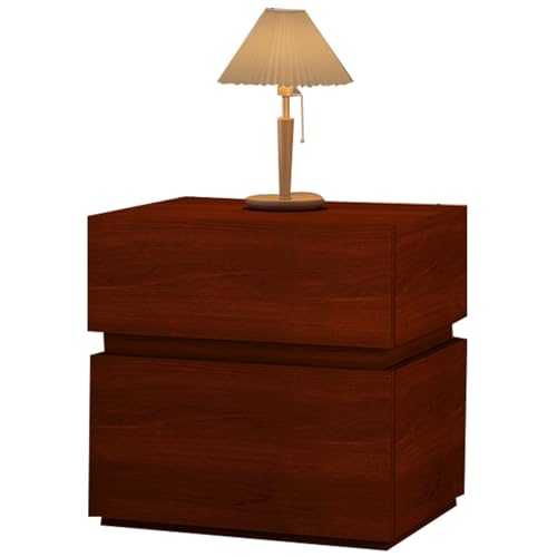 Massivholz-Nachttisch mit Zwei Schubladen Stapelbarer Nachttisch Minimalistisches Sideboard Kompakter Beistelltisch Sofatisch Geeignet for den Heimgebrauch(Red Walnut,40cm(15.7in)) von Generic