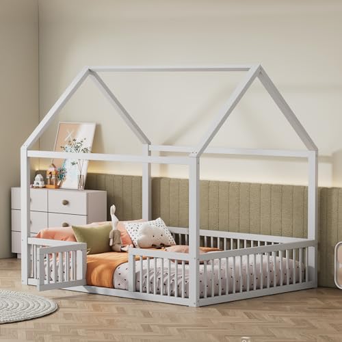 Massivholzbett Hausbett mit Tür, Doppelbett und Flachbett, kreatives Design, Sicherheitsgitter, stabile Konstruktion, vielseitig einsetzbar für Schlafzimmer Massivholzbett Hausbett mit Tür, Doppelbett und Flachbett, kreatives Design, Sicherheitsgitter, stabile Konstruktion, vielseitig einsetzbar für Schlafzimmer von Generic