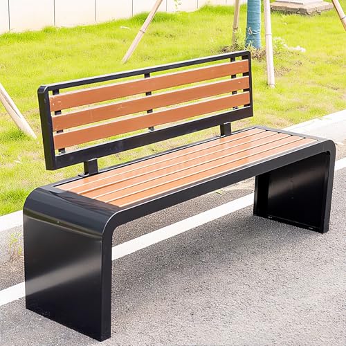 Massivstahl Gebogene Außenbank Aus hochwertigem reinem Stahl gefertigt mit hervorragender Haltbarkeit Kein Montieren erforderlich sofort einsatzbereit(Black,120cm/47in) von Generic