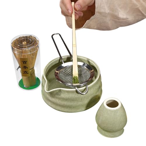 Matcha-Set aus Keramik, Matcha-Schneelöffel-Set – 5-teiliges Matcha-Teeservice authentisches Design | Robustes Matcha-Set für Matcha-Anfänger, Zuhause, Küche, Esszimmer von Generic