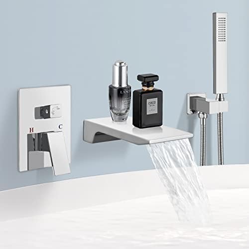Mattschwarze Wandhalterung Wannenarmatur Mit Wasserfall-wannenauslauf Wandmontierte Badewannenarmatur Mit Handbrause-sprüher Modernes Einhand-wannenfüller-dusc, Chrome Polish, Spout Style C Mattschwarze Wandhalterung Wannenarmatur Mit Wasserfall-wannenauslauf Wandmontierte Badewannenarmatur Mit Handbrause-sprüher Modernes Einhand-wannenfüller-dusc, Chrome Polish, Spout Style C von Generic