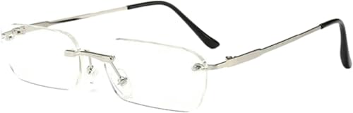 Me's Sonnenbrille Fashio Randlose Sonnenbrille Klar Rot Blau Gelb Me Rectagle Sonnenbrille, Silver Clear, A von Generic