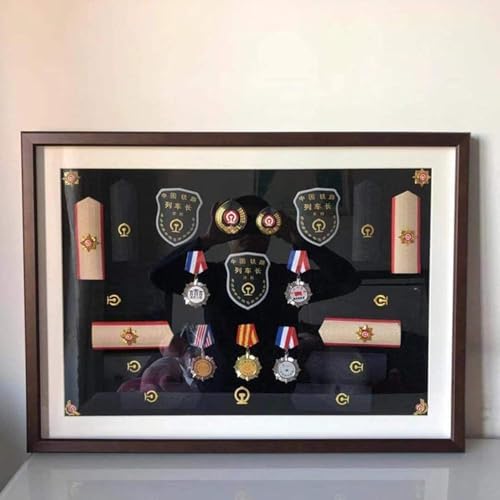 Medaille Vitrine Rahmen Schattenkasten Für Militär Medaillen Sammler Medaillon Anstecknadel, White Border, 28 inches (Black Velvet) von Generic