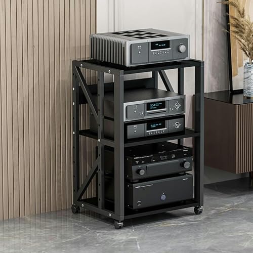 Medienkonsolentisch Komponenten-Rack, 3-/4-/5-stufiger Ständer, Eckregal aus Holz, beweglicher Ständer für Media-Player, Stereo-Komponentenschrank, offenes Multifunktions-Lagerregal, für Zuh Medienkonsolentisch Komponenten-Rack, 3-/4-/5-stufiger Ständer, Eckregal aus Holz, beweglicher Ständer für Media-Player, Stereo-Komponentenschrank, offenes Multifunktions-Lagerregal, für Zuh von Generic