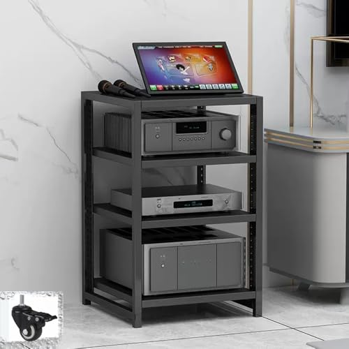 Medienkonsolentisch Komponenten-Rack, AV-Medienständer mit Rad | Verstellbare Regale, Stereo-Tower | Rack, Videospielkonsolen-Regal | Eckregal-Organizer für Aufnahmeräume Medienkonsolentisch Komponenten-Rack, AV-Medienständer mit Rad | Verstellbare Regale, Stereo-Tower | Rack, Videospielkonsolen-Regal | Eckregal-Organizer für Aufnahmeräume von Generic