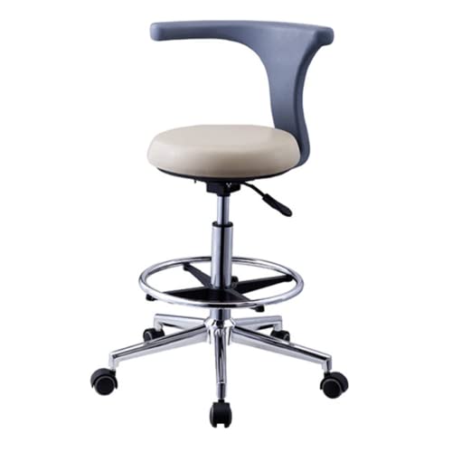 Medizinischer Zahnarzthocker Zahnarzt 360 Grad Drehung Armlehne PU Leder Assistant Hocker Verstellbar mit Rückenlehne, A4 von Generic