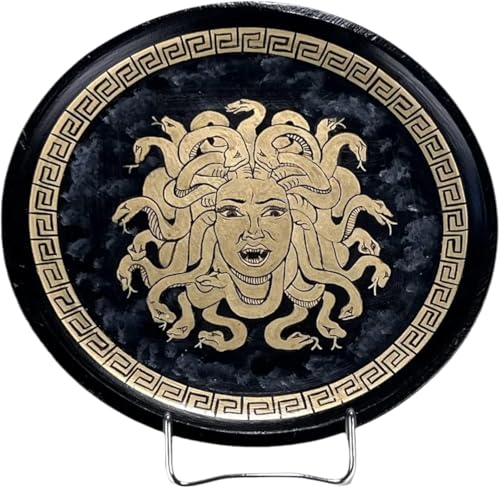 Generic Medusa Keramikteller, Schlangenhaar, antikes Griechenland, handbemalt, griechische Keramik, Schwarz, Gold Generic Medusa Keramikteller, Schlangenhaar, antikes Griechenland, handbemalt, griechische Keramik, Schwarz, Gold von Generic