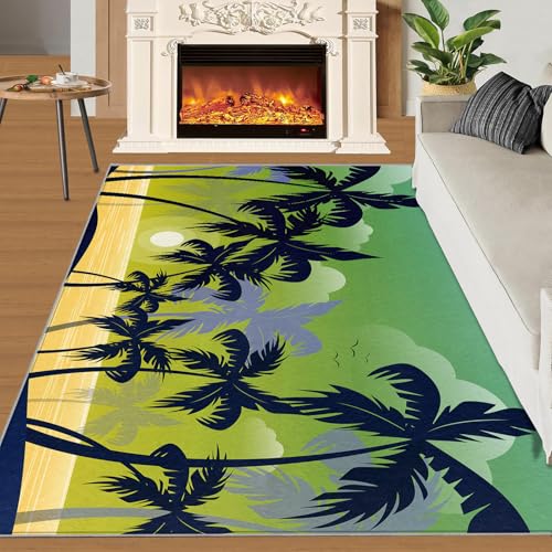 Meereslandschaft Teppich Naturpflanze Kokosnussbaum Schlafzimmerteppiche Sonnenuntergang Am Meer 120x170 Rug Grün Vorleger Rutschfester Teppich Für Stark Frequentierte Bereiche Meereslandschaft Teppich Naturpflanze Kokosnussbaum Schlafzimmerteppiche Sonnenuntergang Am Meer 120x170 Rug Grün Vorleger Rutschfester Teppich Für Stark Frequentierte Bereiche von BEQUTIY