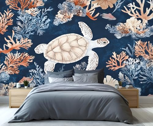 Meeresschildkröten Tapete Ozean Tapete für Schlafzimmer Unterwasserwelt Wandbilder für Wohnzimmer Korallenriffe Wandbild Schlafzimmer Gemälde Poster 490 X 350 cm von Generic