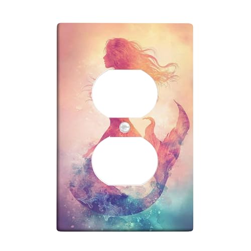 Meerjungfrau-Lichtschalter-Abdeckplatte/Steckdosenabdeckungen, buntes Ozean-Design für Sommerdekoration, thermoplastische Wandplatten, Standardgröße, Einzel-Duplex-Steckdose Meerjungfrau-Lichtschalter-Abdeckplatte/Steckdosenabdeckungen, buntes Ozean-Design für Sommerdekoration, thermoplastische Wandplatten, Standardgröße, Einzel-Duplex-Steckdose von Generic