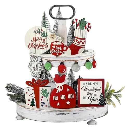 Mehrstufiges Tablett - Weihnachtsdeko für Zuhause | Serviertablett | Mehrstufiges Weihnachtstablett | Serviertablett mit rustikalem Holztischschild | Multifunzion Dekoration Mehrstufiges Tablett - Weihnachtsdeko für Zuhause | Serviertablett | Mehrstufiges Weihnachtstablett | Serviertablett mit rustikalem Holztischschild | Multifunzion Dekoration von Generic