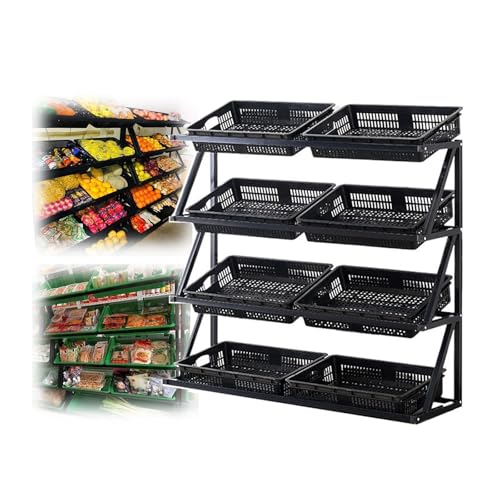 Mehrzweck-Lebensmittel-Organizer ，4-stöckiger schmaler Snackständer，Küchenständer Obstkorb,Leicht zu reinigen for Obst, Gemüse, Snacks, Süßigkeiten, Kartoffeln(Black) von Generic