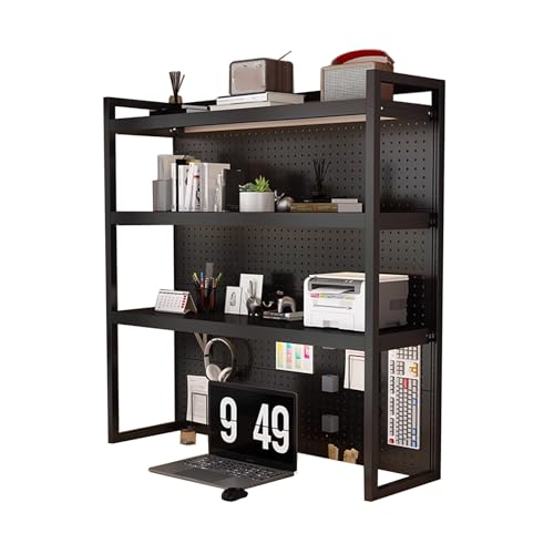 Mehrzweck-bücherregal für Schreibtisch 130 cm Höhe Hohe Tragkraft Tischregal Schreibtisch Metall Offene Fächer for Office Home Dormitory(Black,120cm) von Generic