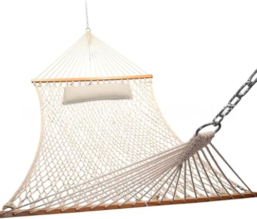 Mesh Cotton Rope Einzel- Und Doppelhängematte Outdoor Freizeit Weiße Mesh Verbreiterte Und Verdickte Hängematte Für Hinterhof Camping Angeln Picknick von Generic