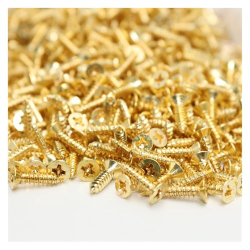 Messing Kreuz Senkkopf Selbstschneidende Schraube Reines Messing Holz Faserplatte Möbel Schraube Flachkopf Selbstschneidende M2 M3 M4 M5 M6(M3.5x8 (50Pcs)) von Generic