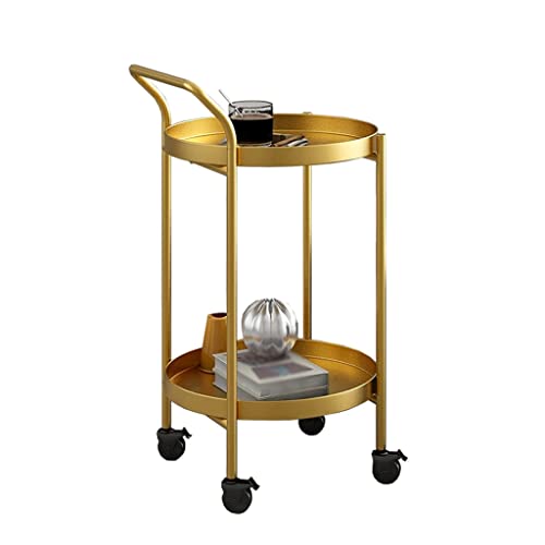 Metal Bar Cart with Wheels Slim Beverage Storage Trolley Rotating Corner Shelf Decorative Serving Rack Round Drinks Cart for Home Bar and Kitchen von Generic