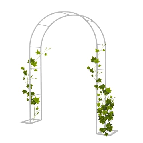 Metal Garden Arch Trellis - Adjustable Climbing Plant Support Pergola for Outdoor Decor, Easy Installation for Roses & Clematis, Widths 0.8-3.5m (White, 180W x 220H cm) von Generic