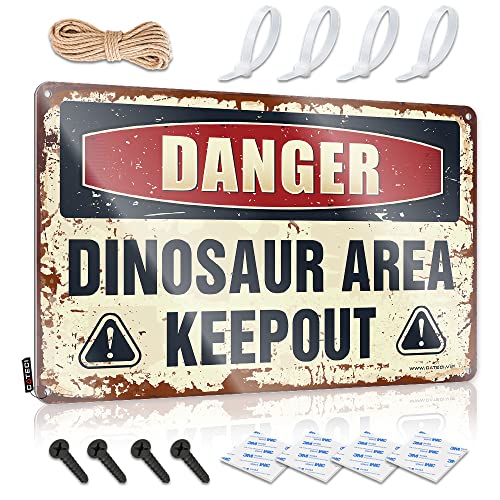 Metall-Bar-Schilder mit Aufschrift "Danger Dinosaur Area Keep Out", Worktin-Schild, Titos-Bar-Schild (Größe: 20 x 30 cm) von Generic