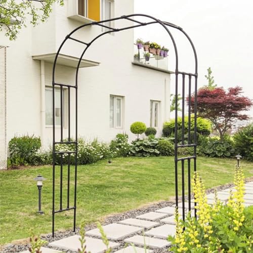 Metall Gartenbogen, Bogen Kulisse Ständer Landschaft Garten Pergola Traditioneller Dekorativer Torbogen Für Wege Entraes, Elegante Laube Spalier Pflanzenunterstützung In, Black, 120 * 30 * 240cm von Generic