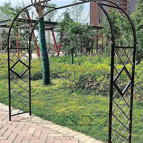 Metall Gartenbogen Gartenbogen Gartenlaube Rose Torbogen, Hochzeitsbögen Verzinktes Spalier Rose Aid Extra Breiter Gartenbogen Für Hochzeit Kletterpflanze, Black, W2xH2.3m von Generic