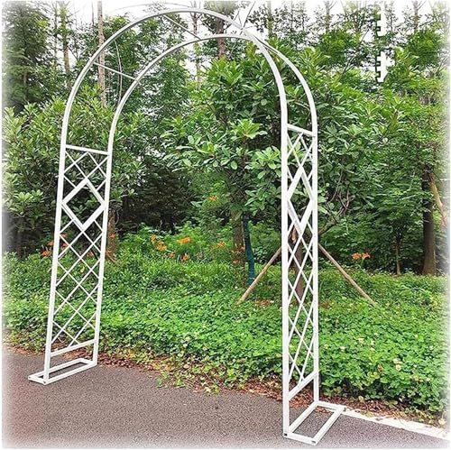 Metall Gartenbogen Gartenbogen Gartenlaube Rose Torbogen, Hochzeitsbögen Verzinktes Spalier Rose Aid Extra Breiter Gartenbogen Für Hochzeit Kletterpflanze, White, W3.4xH2.3m von Generic