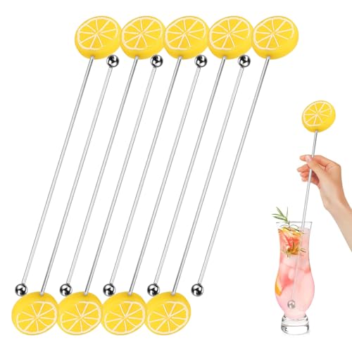 Metall-Kaffeestrührer - 10 Stück wiederverwendbarer Edelstahl-Mixer, Werkzeuge für Zitronenfruchtrührer | Elegantes Trinkrohr-Set für das Geschirr Zubehör d von Generic