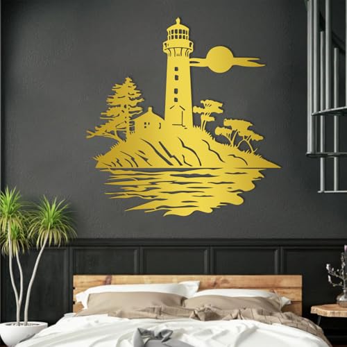Metall Leuchtturm Wandkunst Nautischer Leuchtturm Wanddekoration Metall Ozean Kunst Costal Dekor Nautische Leuchtturm Dekoration Für Badezimmer Schlafzimmer Patio, Gold, 23.6x23.1 inch/60x59 cm Metall Leuchtturm Wandkunst Nautischer Leuchtturm Wanddekoration Metall Ozean Kunst Costal Dekor Nautische Leuchtturm Dekoration Für Badezimmer Schlafzimmer Patio, Gold, 23.6x23.1 inch/60x59 cm von Generic