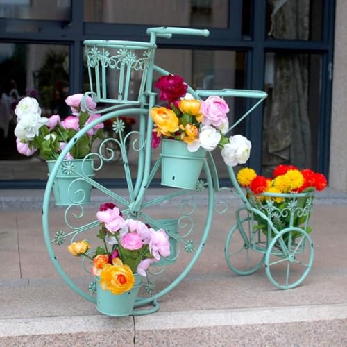Metall PLT Flower Std Fahrradständer Display Plter Blumentopfhalter Step Design Regale, 6 Töpfe Halter Freestding Home Decor Regale Für Haus, Garten, Blue von Generic