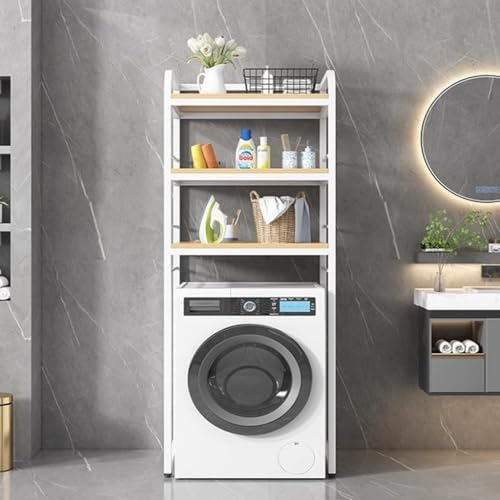 Metall Stadig Stroage Regal 3-stöckig über Dem Waschmaschine/Wc-Rack, Großes Badezimmer Waschmaschine Trockner Orgaizer Rack Laudry Room Regal Regal Uits, Black+White, One Size von Generic