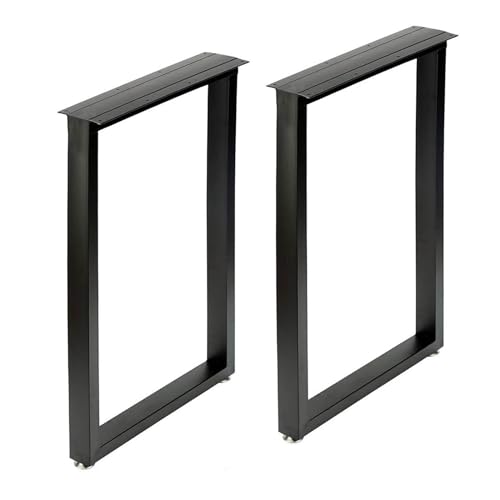 Metall Tischbeine Set von 2, Beine für Schreibtisch, Esstisch Beine Stahl Möbelbeine, rustikale Deko Tischbeine, Heavy Duty, DIY, Schwarz, für Couchtisch, Esstisch, mit verstellbarem Bodensc von Generic