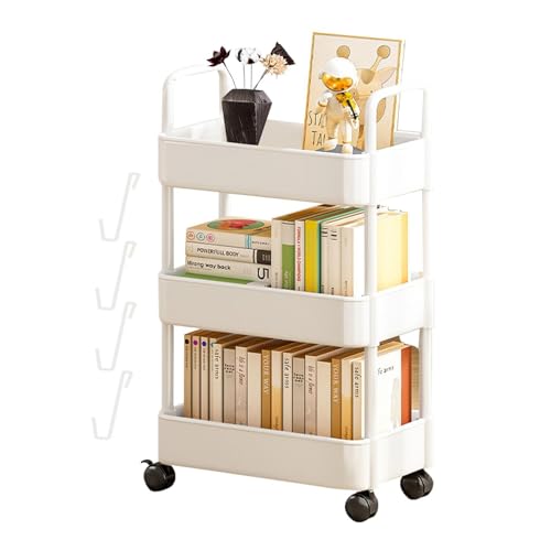 Metall Utility Cart with Rolling Basket and Hooks 3 Tier Rolling Regal nizer for Bathroom and Kitchen Storage Movable Trolley Cart with Wheels in Black 14.57 x XXXX Metall Utility Cart with Rolling Basket and Hooks 3 Tier Rolling Regal nizer for Bathroom and Kitchen Storage Movable Trolley Cart with Wheels in Black 14.57 x XXXX von Generic