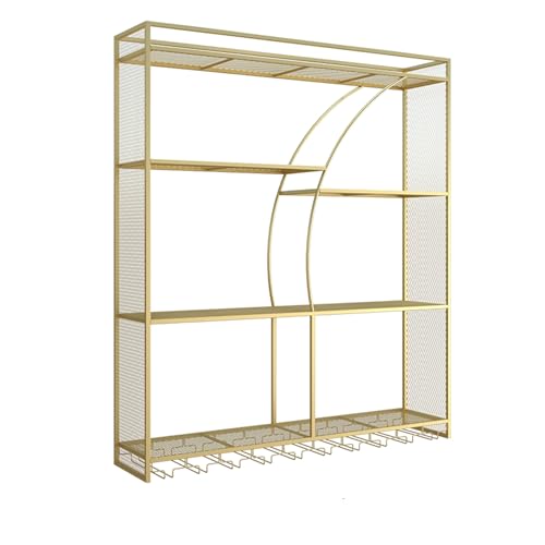 Metall Weinregal Bar Regale Wandmontage mit hängendem Weinglashalter Gestell Spirituosenflasche Display Regal Schwebender Barschrank für Home Bar Küche Esszimmer (Farbe: Gold-Single, Größe: Metall Weinregal Bar Regale Wandmontage mit hängendem Weinglashalter Gestell Spirituosenflasche Display Regal Schwebender Barschrank für Home Bar Küche Esszimmer (Farbe: Gold-Single, Größe: von Generic