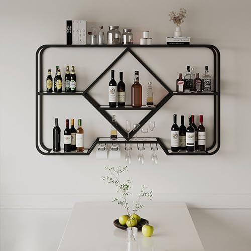 Metall Weinregal Wandmontage mit hängendem Weinglas Halter Regal Spirituosenregal Minibar Küche Aufbewahrungsregal Wandbar Schrank Spirituosenflasche Display Regal für Küche Esszimmer Bar De Metall Weinregal Wandmontage mit hängendem Weinglas Halter Regal Spirituosenregal Minibar Küche Aufbewahrungsregal Wandbar Schrank Spirituosenflasche Display Regal für Küche Esszimmer Bar De von Generic