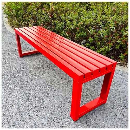 Metallbank für den Außenbereich, rückenfreie Gartenbank, Terrassenbank für den Außenbereich, Terrassenmöbel aus Metall, Metallmöbel für den Außenbereich, schwarz,Rot,120cm/47.2in von Generic