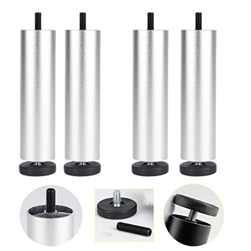 Metallmöbelbeine, verstellbare Sofabeine, Tischbeine aus Aluminiumlegierung, Tischbeine für TV-Schreibtische, fette Schraubenstange, Bettbeine, verstellbar 0-8 mm, mit M8-Schraubenstange, fü von Generic