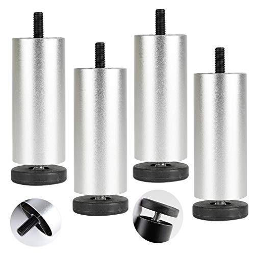 Metallmöbelbeine, verstellbare Sofabeine, Tischbeine aus Aluminiumlegierung, Tischbeine für TV-Schreibtische, fette Schraubenstange, Bettbeine, verstellbar 0-8 mm, mit M8-Schraubenstange, fü von Generic