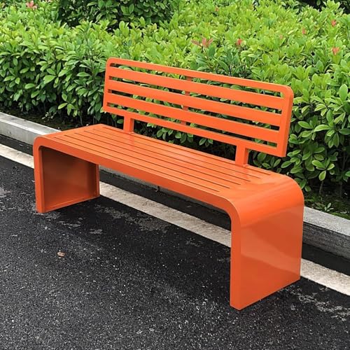 Metallparkbank for Die Terrasse Im Freien, Bank Mit Stahlrahmen Und Rückenlehne, for Veranda, Terrasse, Garten, Rasen, Balkon(Orange,120cm/47in) von Generic