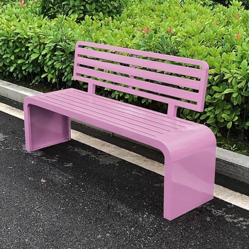 Metallparkbank for Die Terrasse Im Freien, Bank Mit Stahlrahmen Und Rückenlehne, for Veranda, Terrasse, Garten, Rasen, Balkon(Rosa,120cm/47in) von Generic