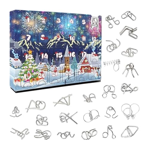Metallpuzzle Adventskalender 2025, Knobelspiele Weihnachtskalender, 24 Tage Überraschung Weihnachten Countdown Kalender, Weihnachtsdeko, Weihnachtsstrumpf Füllung, für Familienfeiern (1 Set) von Generic