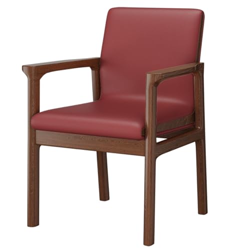 Mid Century Modern Esszimmerstuhl, Leder gepolsterte Esszimmerstühle mit Armlehnen, Freizeit-Akzent-Sessel für modernes Wohn- und Esszimmer, Küchen-Seitenstuhl mit Holzbeinen von Generic