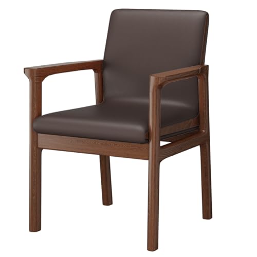 Mid Century Modern Esszimmerstuhl, Leder gepolsterte Esszimmerstühle mit Armlehnen, Freizeit-Akzent-Sessel für modernes Wohn- und Esszimmer, Küchen-Seitenstuhl mit Holzbeinen von Generic