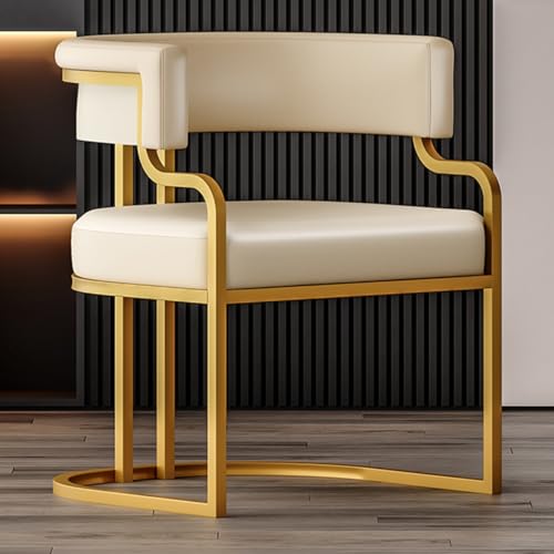 Mid-Century Modern Küchen-Esszimmerstühle, gepolsterte Esszimmerstühle mit Armlehne, Tonnenrückenlehne, Moderne Akzentsessel aus PU-Leder, Beistellstühle für das Wohnzimmer von Generic