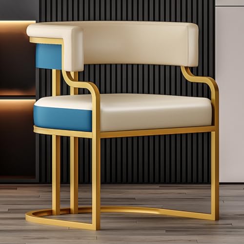 Mid-Century Modern Küchen-Esszimmerstühle, gepolsterte Esszimmerstühle mit Armlehne, Tonnenrückenlehne, Moderne Akzentsessel aus PU-Leder, Beistellstühle für das Wohnzimmer von Generic