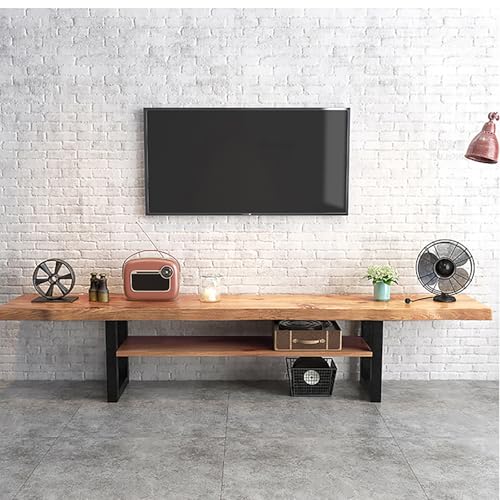 Mid-Century Modern Low Profile Media Console TV-Ständer mit 2 offenen Regalen, modernes Entertainment-Center, Holz-TV-Ständer for Wohnzimmer Schlafzimmer, TV-Konsolentisch(L-160cm/63IN) von Generic