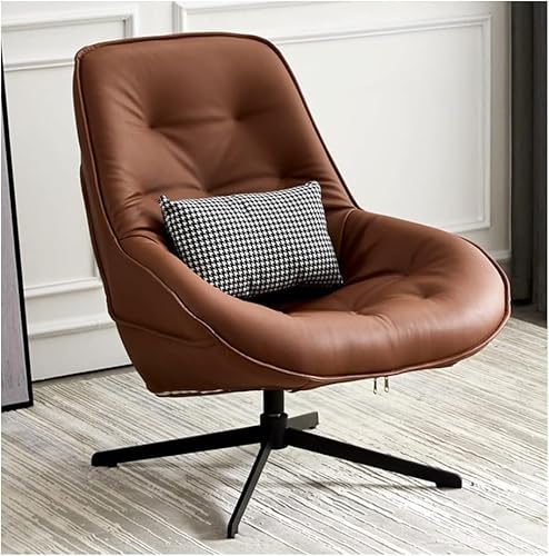 Mid Century Modern Wohnzimmer Akzent Stuhl Mit Drehbaren Metallbeinen, Pu Leder Wohnzimmer Stuhl Lounge Wartezimmer Gepolstert Für Metallhalterung, Brown von Generic
