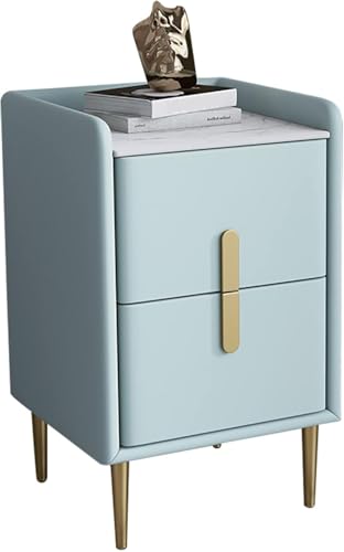Mid-century Modern Nachttische |mikrofaser Leder Minimalistisch Praktischer Nachttisch |gesinterter Stein Arbeitsplatte Sofa Tisch Für Schlafzimmer Wohnzimmer, Light Blue, 30x35x55cm(11.8x13.7x21.6in) von Generic