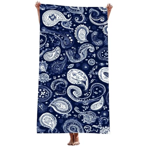 Mikrofaser Handtuch groß (Abstrakt) Strandtuch Mikrofaser 100x200 cm mit Wasserdicht Tasche, Schnell Trocknendes, Weiches, Leichtes, Pflegeleicht, Sandfreies Strandhandtuch für Reise (Blau) Z-918T von Generic