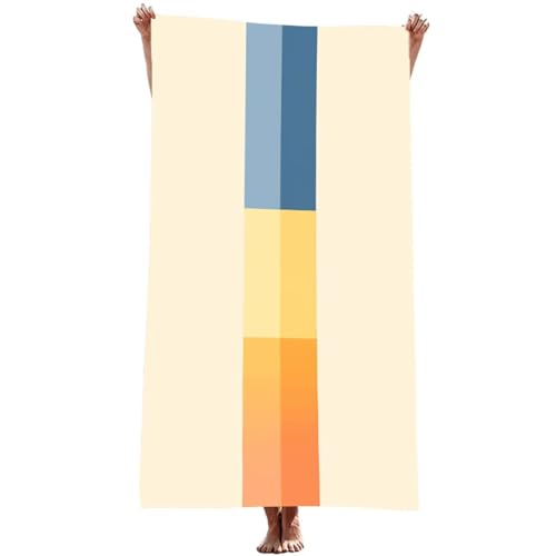 Mikrofaser Handtuch groß (Beige) Strandtuch Mikrofaser 70 x 140 cm mit Wasserdicht Tasche, Schnell Trocknendes, Weiches, Leichtes, Pflegeleicht, Sandfreies Strandhandtuch für Reise (Streifen) Z-948T von Generic