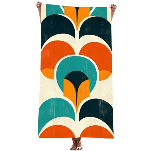Mikrofaser Handtuch groß (Geometrie) Strandtuch Mikrofaser 90x200 cm mit Wasserdicht Tasche, Schnell Trocknendes, Weiches, Leichtes, Pflegeleicht, Sandfreies Strandhandtuch für Reise (Farbe) Z-934T von Generic
