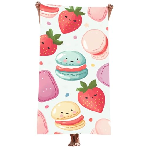 Mikrofaser Handtuch groß (Niedlich) Strandtuch Mikrofaser 100 x 220 cm mit Wasserdicht Tasche, Schnell Trocknendes, Weiches, Leichtes, Sandfreies Strandhandtuch für Strand Reise (Erdbeere) Z-1000T von Generic